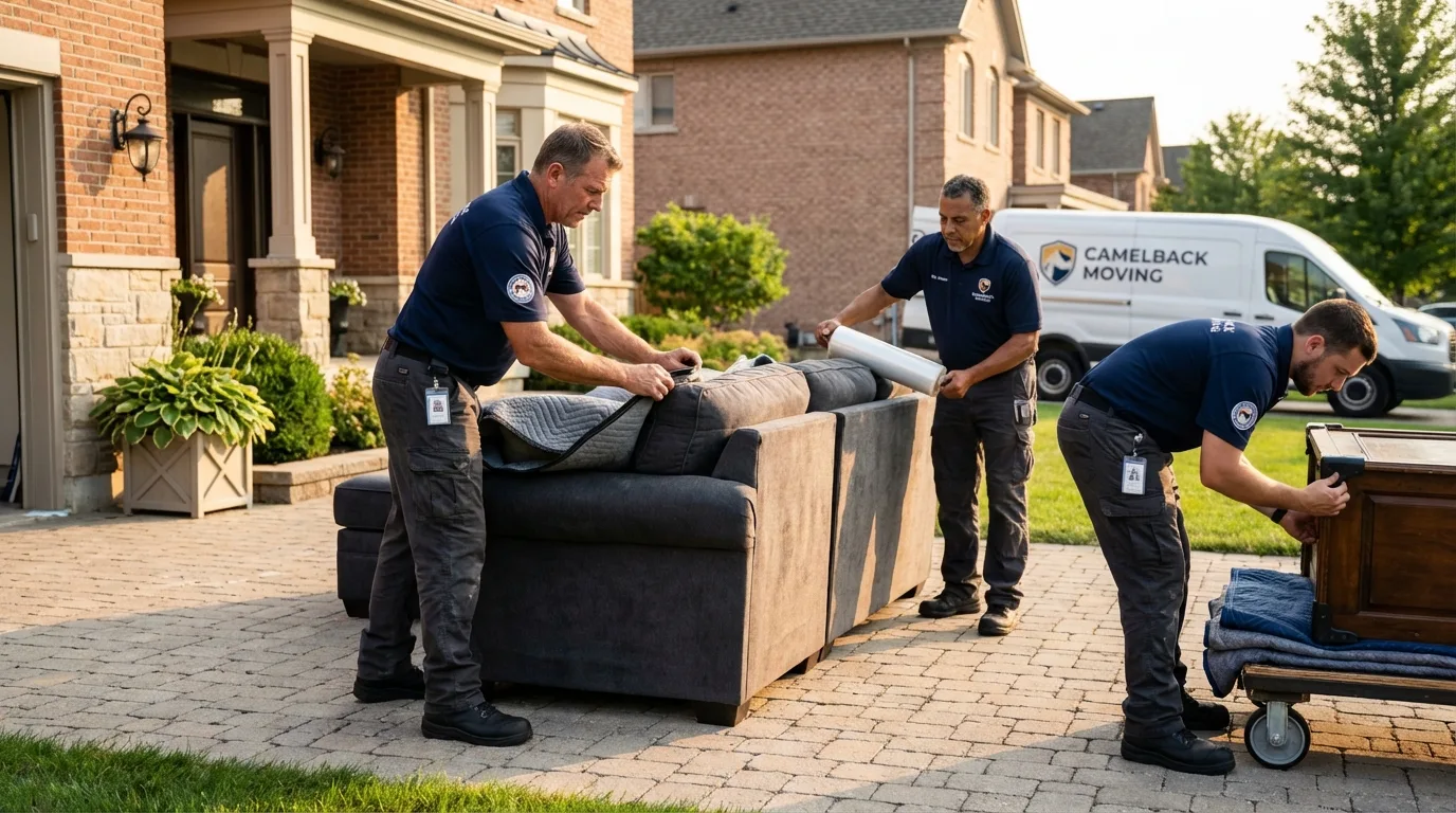Large estate moving crew wrapping furniture in Poteet, TX